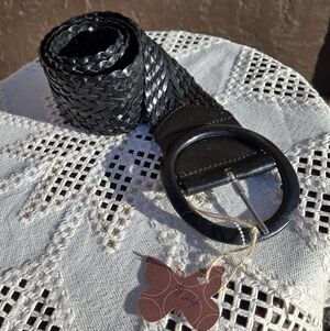 Vintage 90's Black Braided Leather Belt